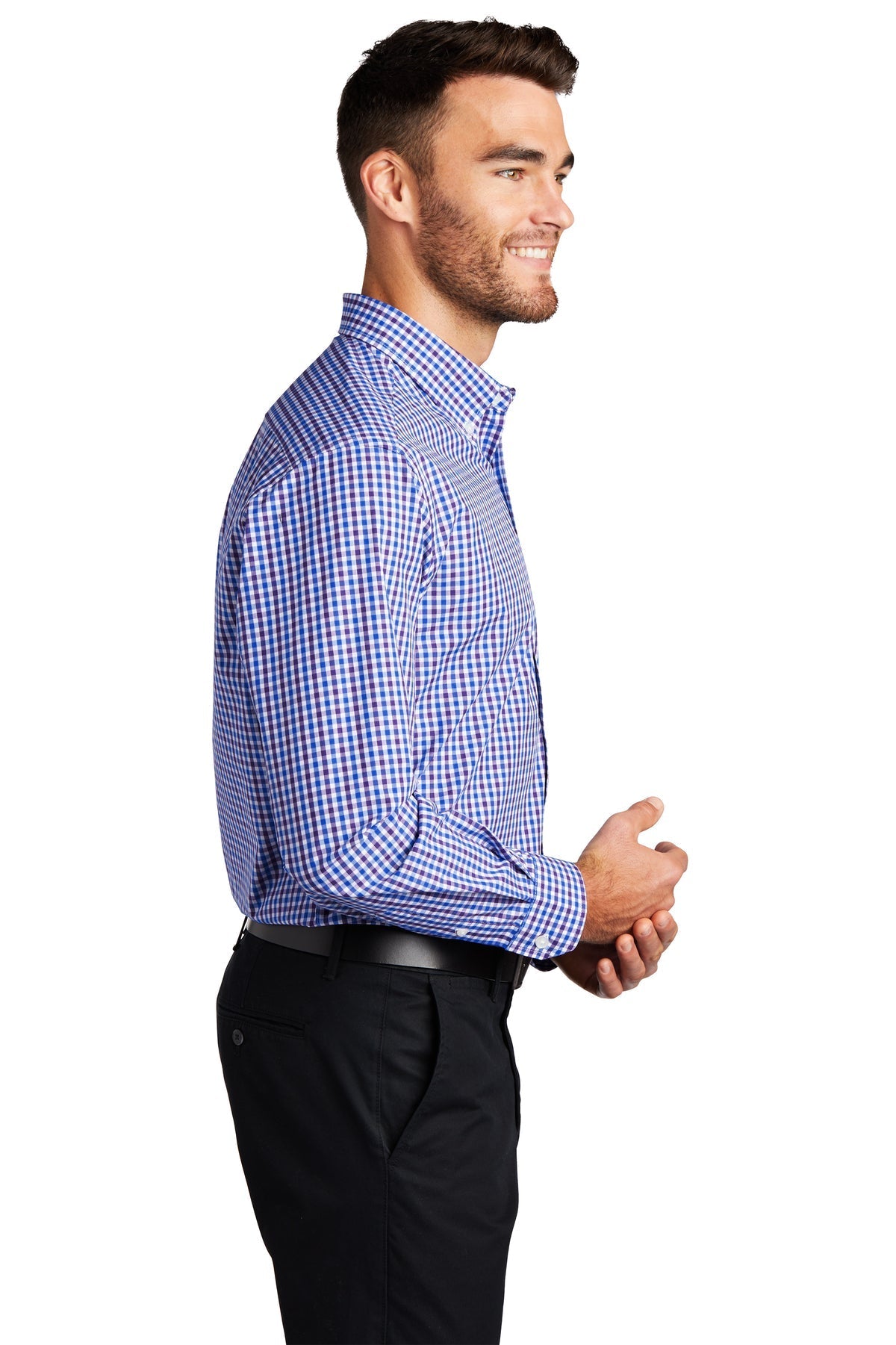 Port Authority Gingham Easy Care Custom Shirts, Blue/ Purple [Fooda]