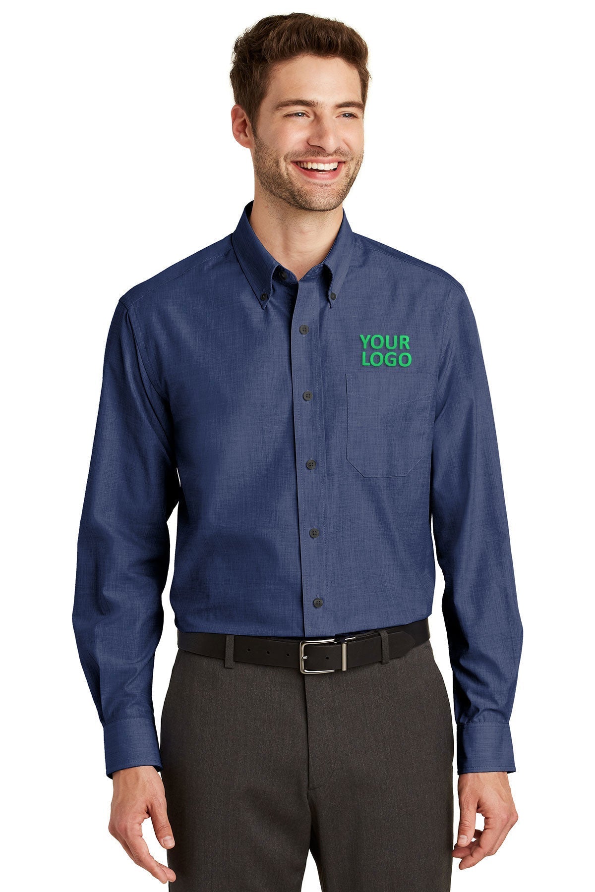 Port Authority Tall Crosshatch Easy Care Custom Shirts, Deep Blue [West Texas Counseling & Guidance]
