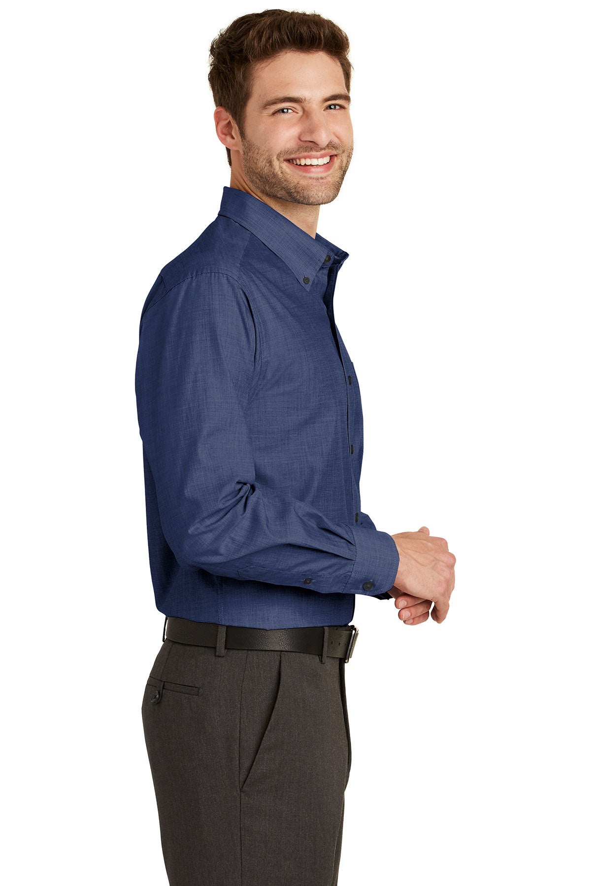 Port Authority Tall Crosshatch Easy Care Custom Shirts, Deep Blue [West Texas Counseling & Guidance]