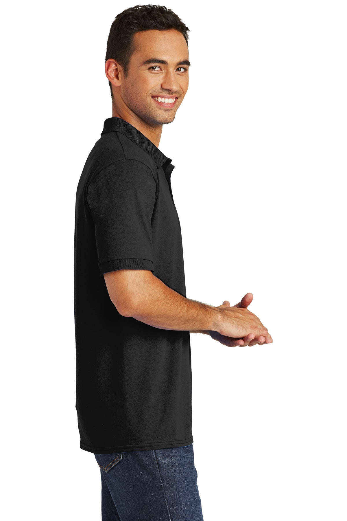 Port & Company Branded Jersey Knit Polos, Jet Black [Bri-Steel Manufacturing]