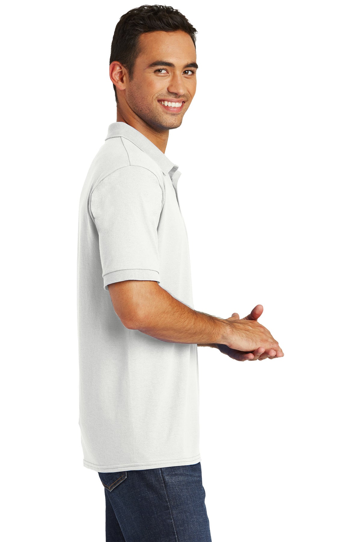 Port & Company Customized Jersey Knit Polos, White [Bri-Steel Manufacturing]