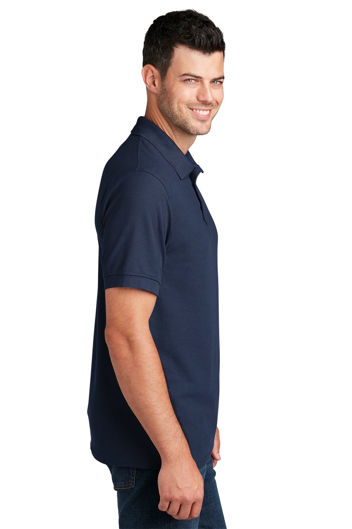 Port & Company Custom Pique Polos, Deep Navy [High Sky Children's Ranch]
