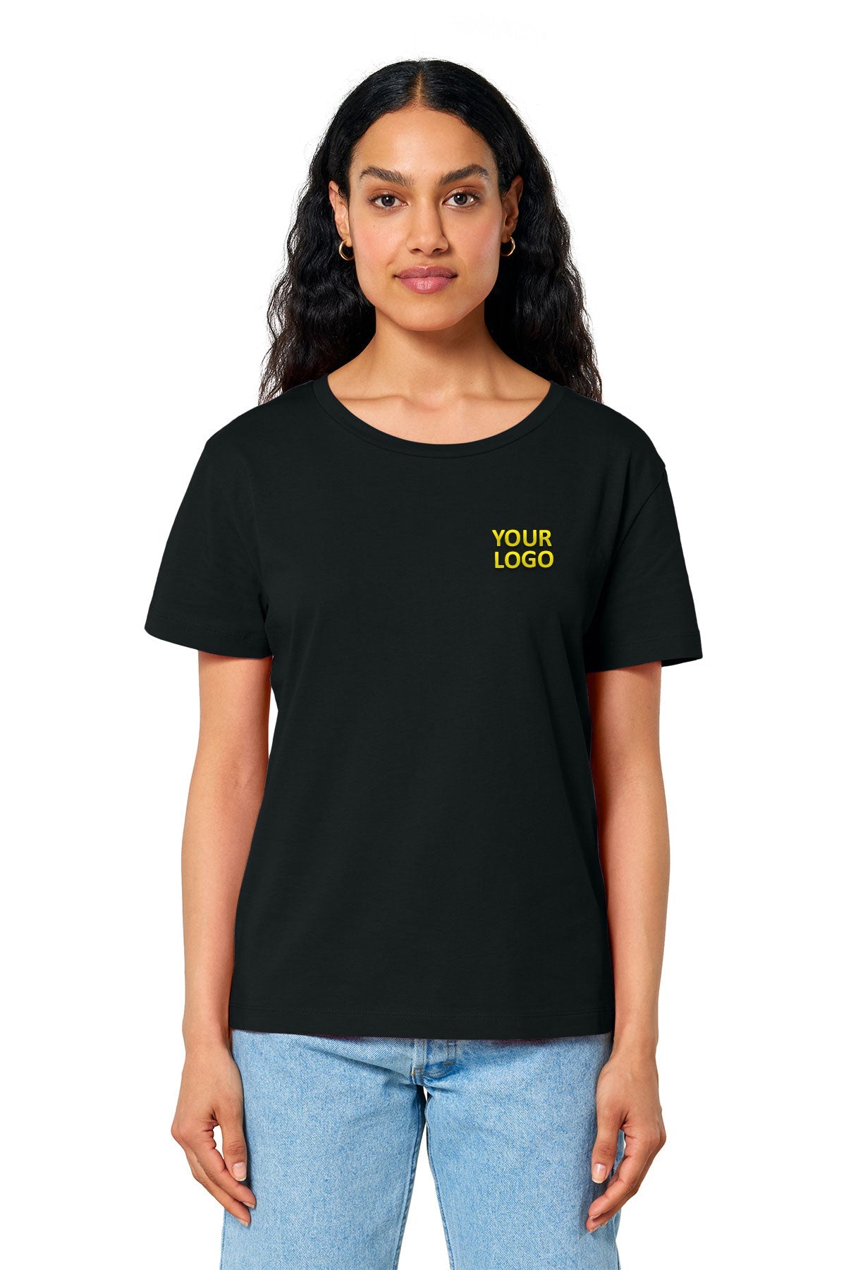 Stanley Stella Women’s Serena Scoop Neck Custom Tee's, Black