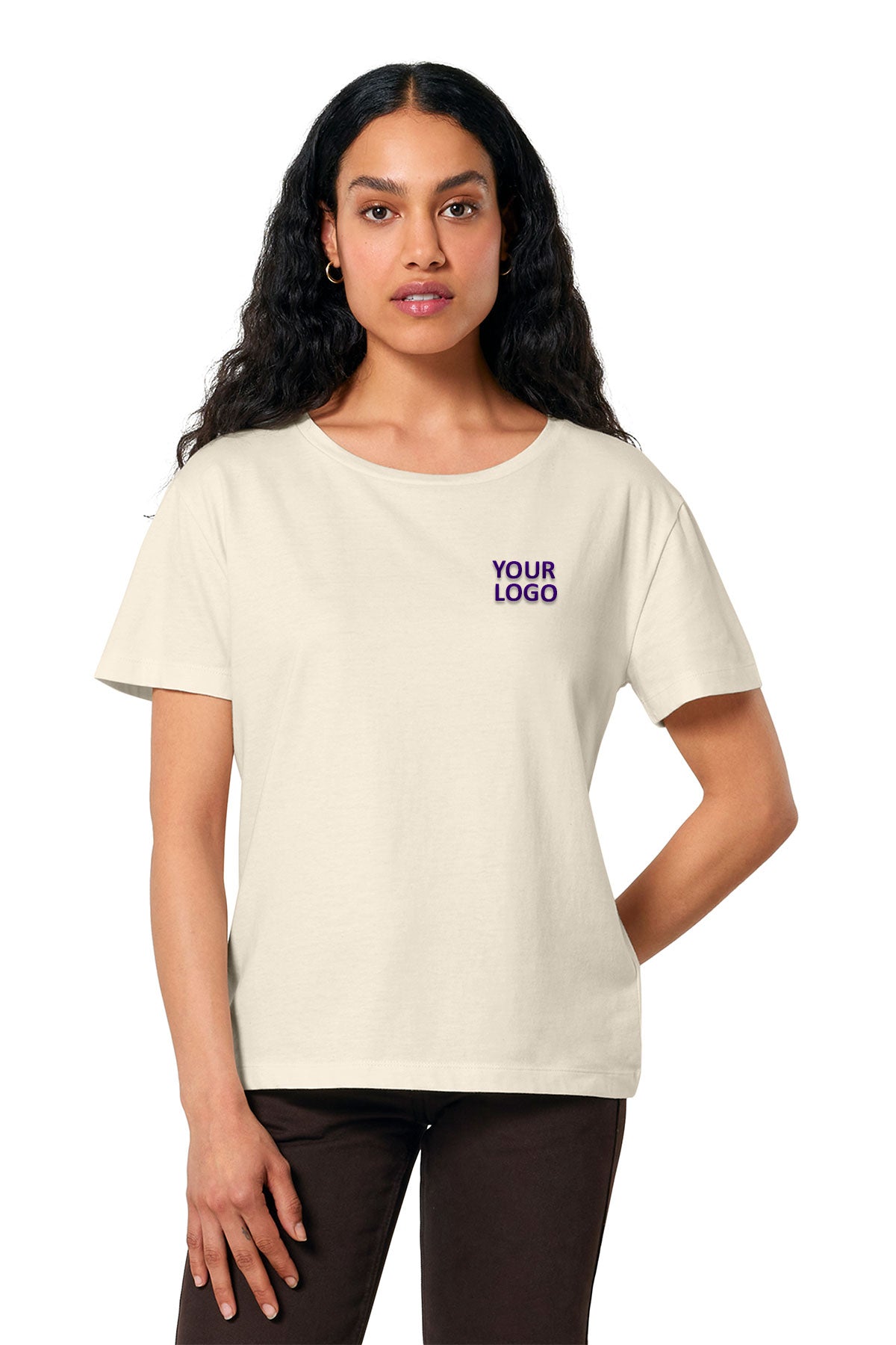 Stanley Stella Women’s Serena Scoop Neck Custom Tee's, Natural Raw