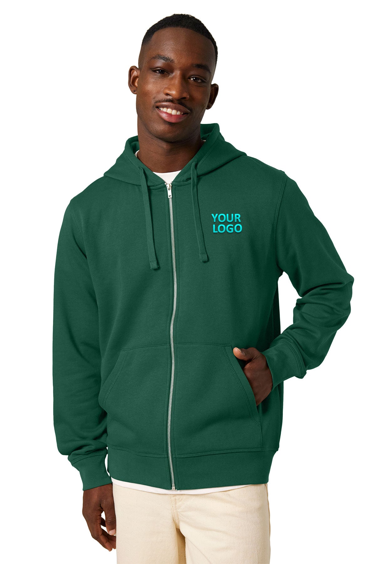 Stanley Stella Unisex Mixer Full-Zip Custom Hooded Sweatshirts, Bottle Green