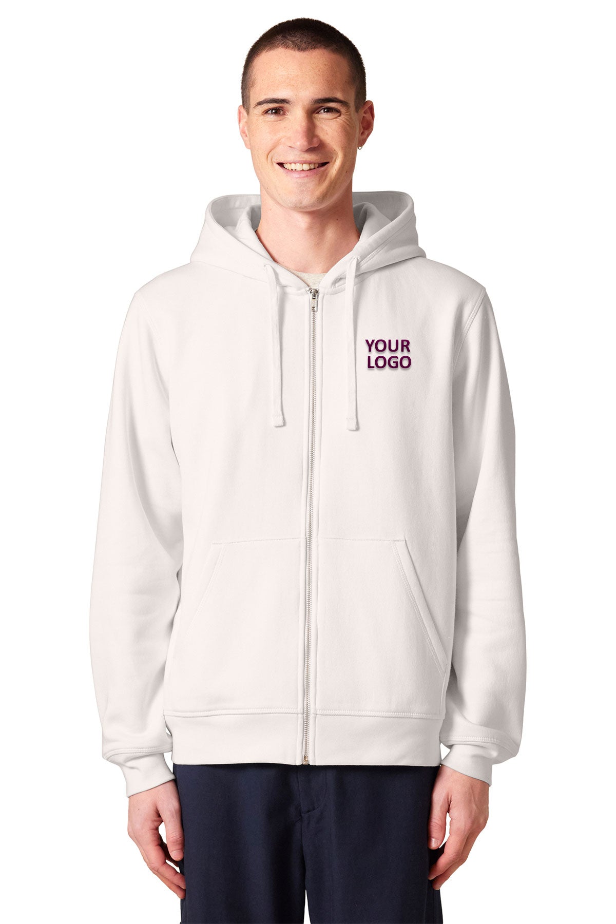Stanley Stella Unisex Mixer Full-Zip Custom Hooded Sweatshirts, Vintage White