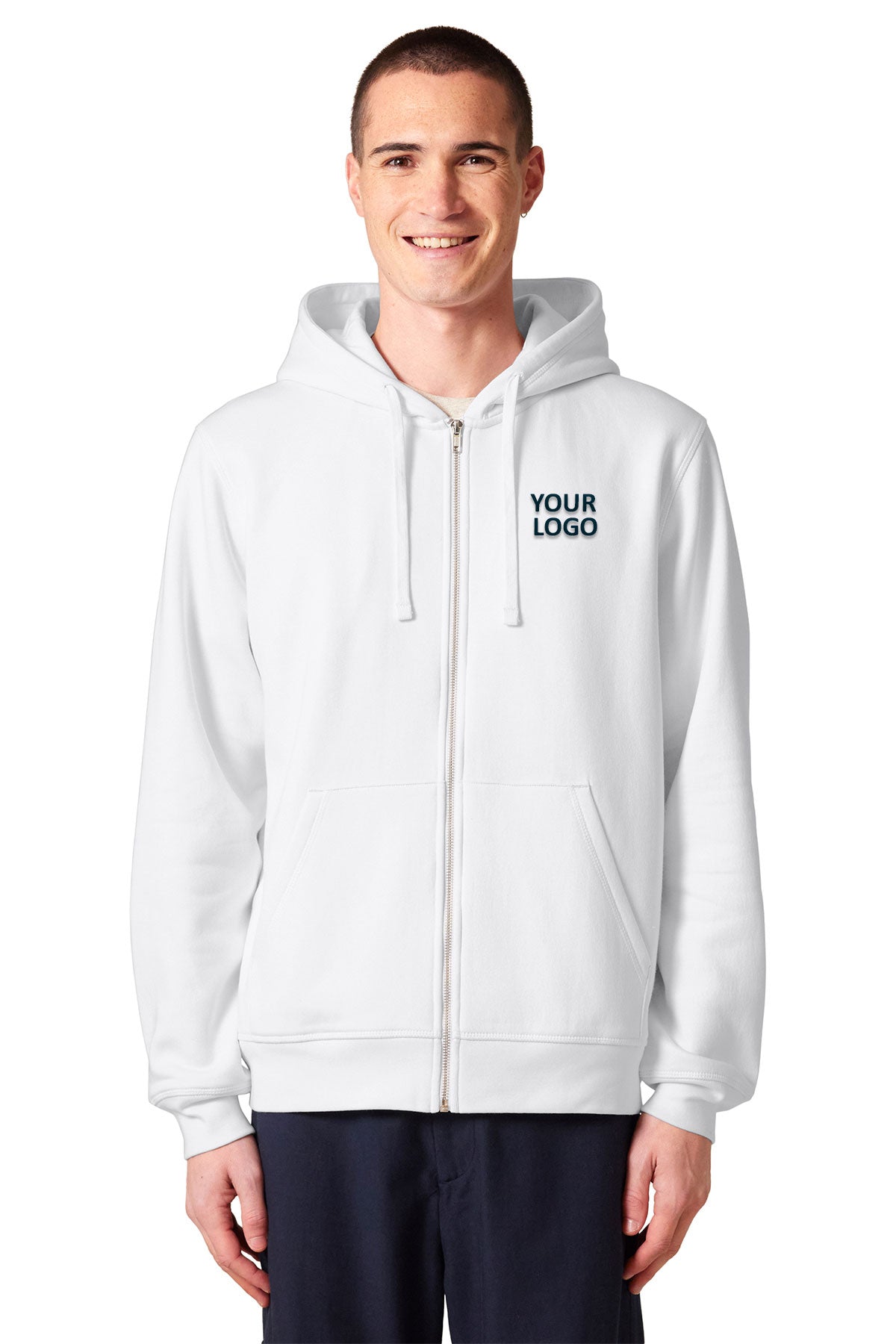 Stanley Stella Unisex Mixer Full-Zip Custom Hooded Sweatshirts, White