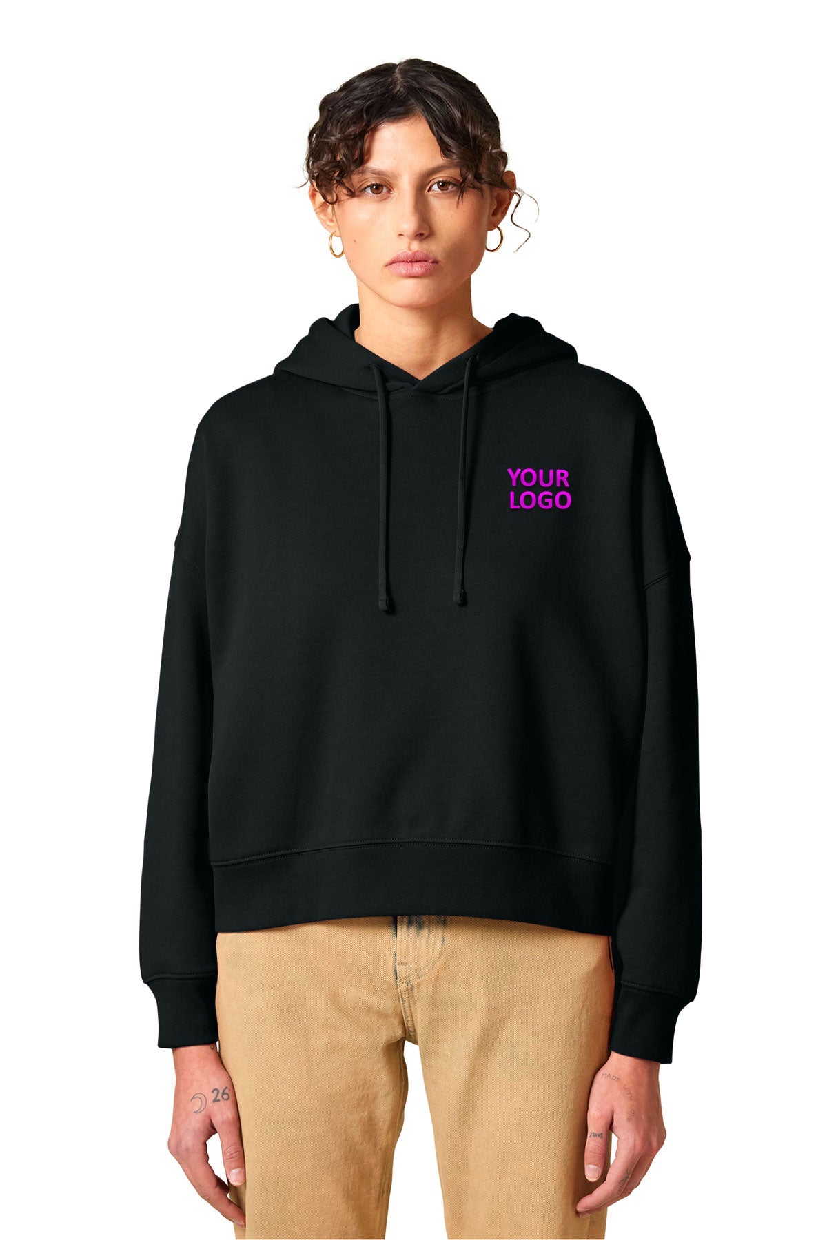 Stanley Stella Women’s Nora Custom Hooded Sweatshirts, Black