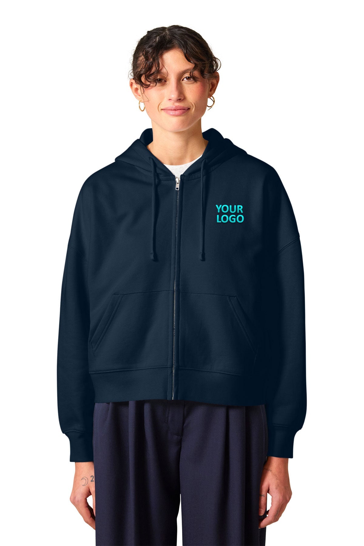 Stanley Stella Women’s Ida Full-Zip Custom Hooded Sweatshirts, French Navy