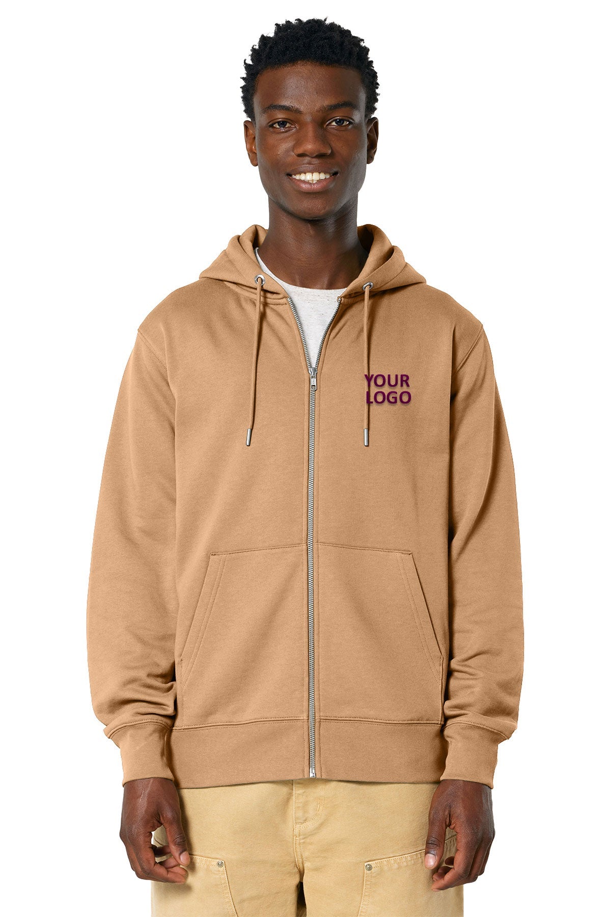 Stanley Stella Unisex Cultivator 2.0 Full-Zip Custom Hooded Sweatshirts, Latte