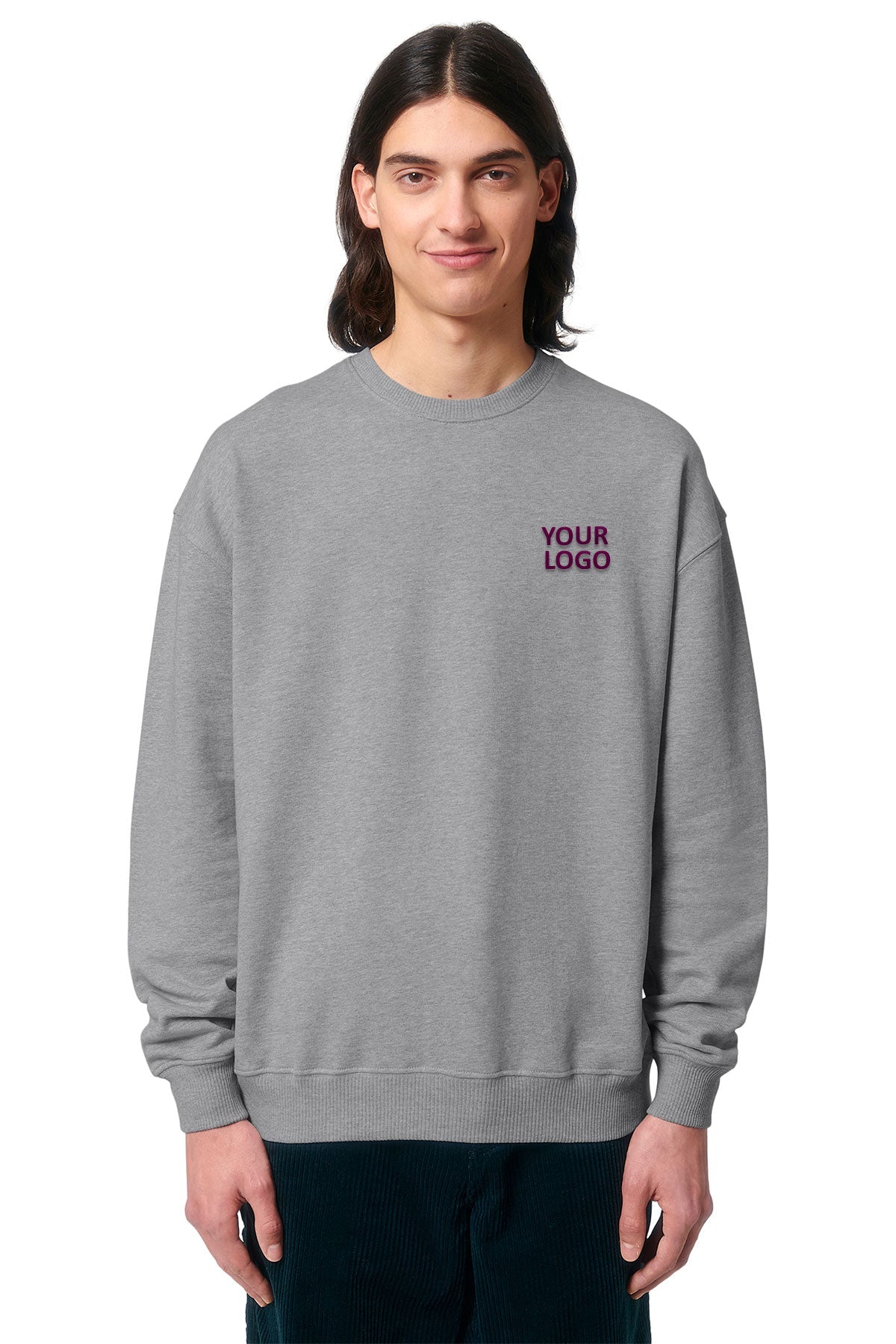 Stanley Stella Unisex Ledger Dry Crewneck Custom Sweatshirts, Heather Grey