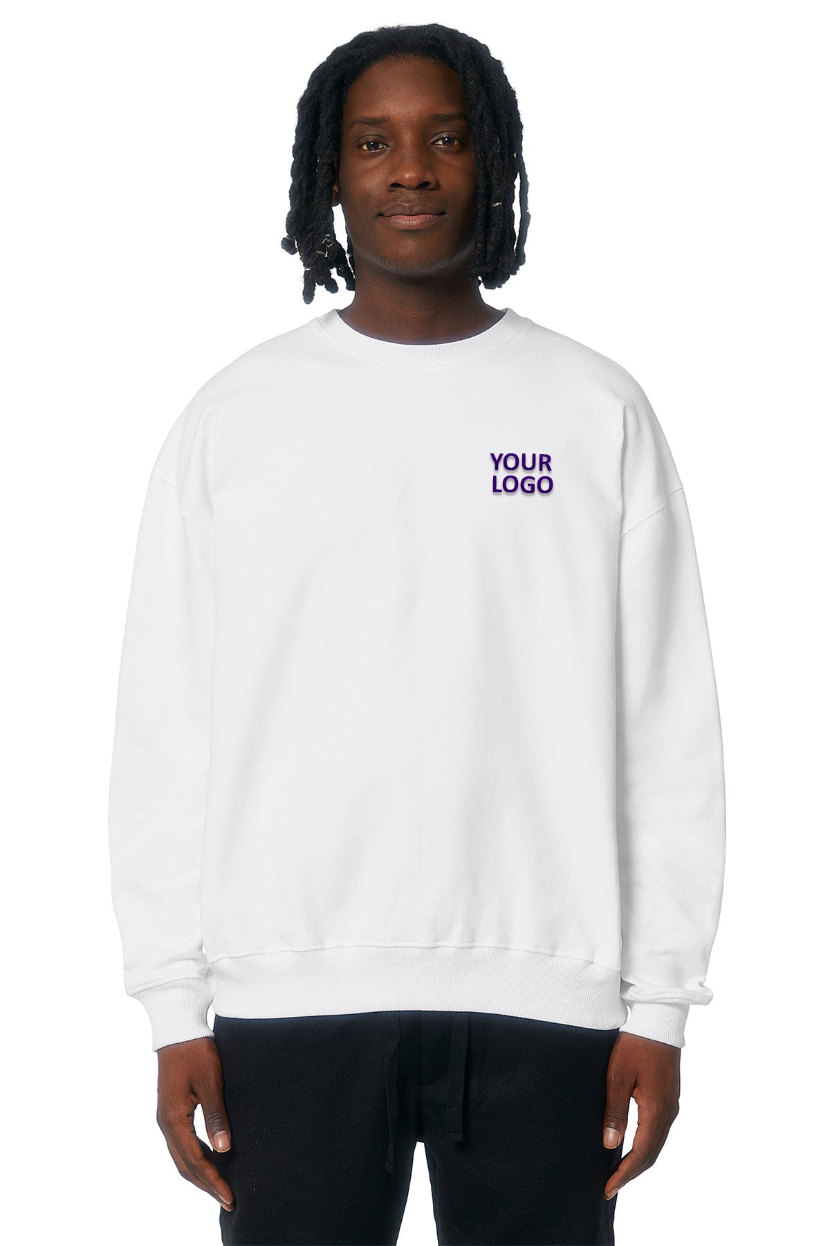 Stanley Stella Unisex Ledger Dry Crewneck Custom Sweatshirts, White