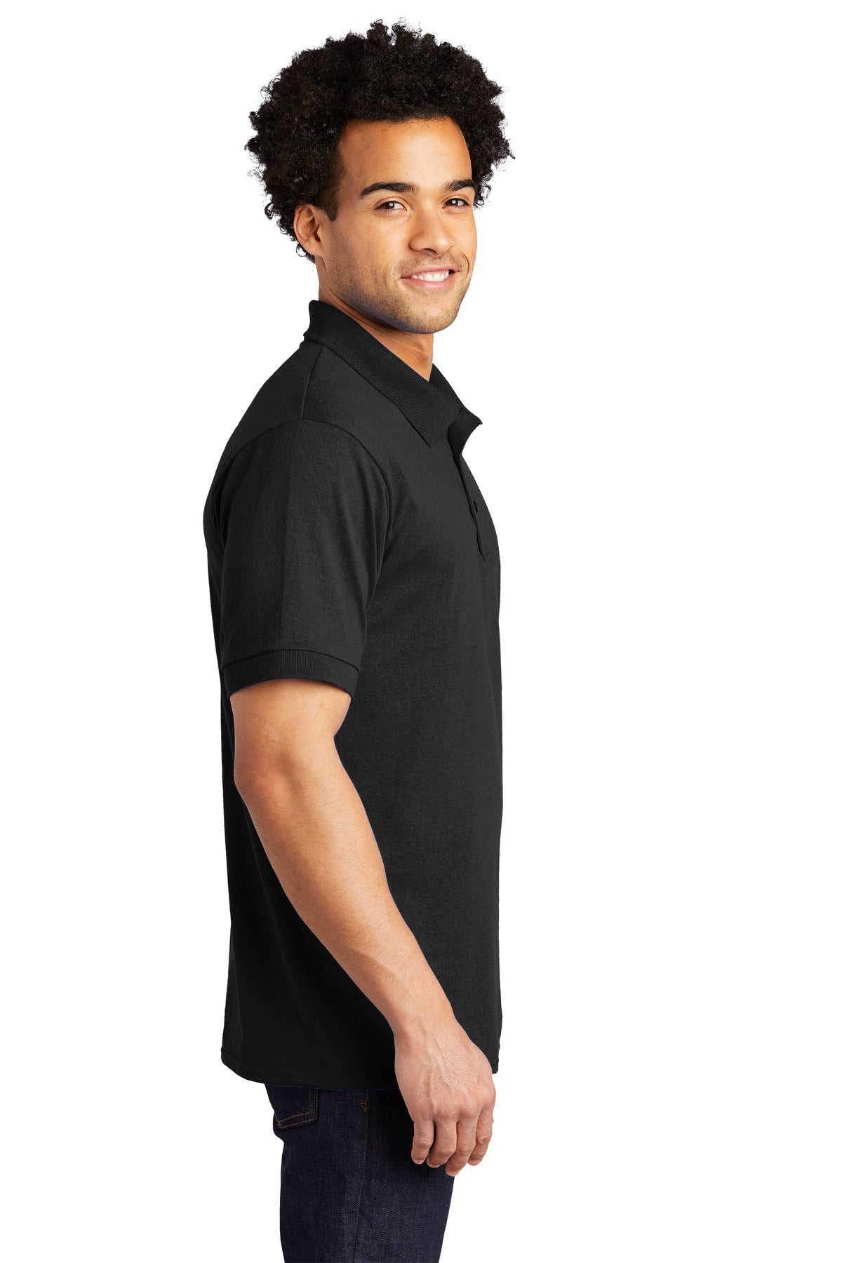 Port & Company Tall Jersey Knit Customized Polos, Jet Black [Bri-Steel Manufacturing]