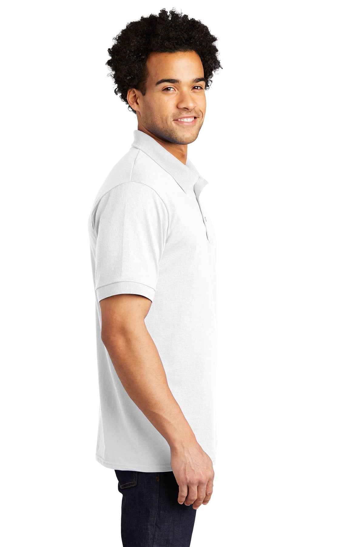 Port & Company Tall Jersey Knit Branded Polos, White [Bri-Steel Manufacturing]