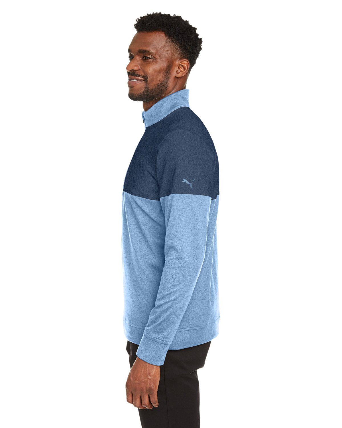 Custom Puma Men's Cloudspun Warm Up Quarter-Zip, Blue Bell Dark Denim [IKG]