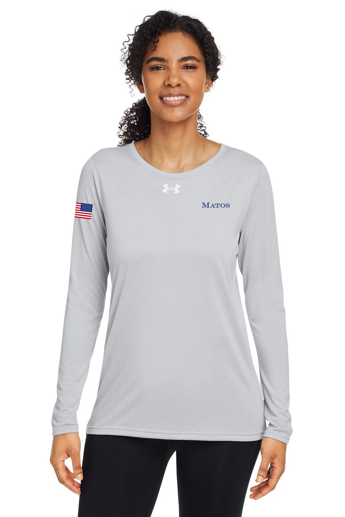 Under Armour Ladies Tech Long-Sleeve T-Shirt, Medium Grey [Matos Builders]