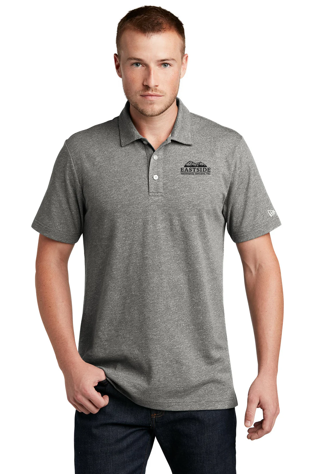 New Era Slub Twist Polo, Shadow Grey Twist [Eastside Vocational Services, Inc.]