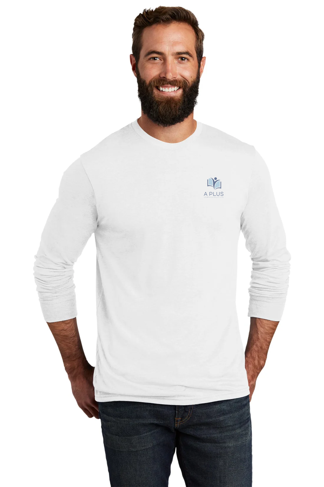 Allmade Unisex Tri-Blend Long Sleeve Tee, Fairly White [A Plus Learning Solutions]