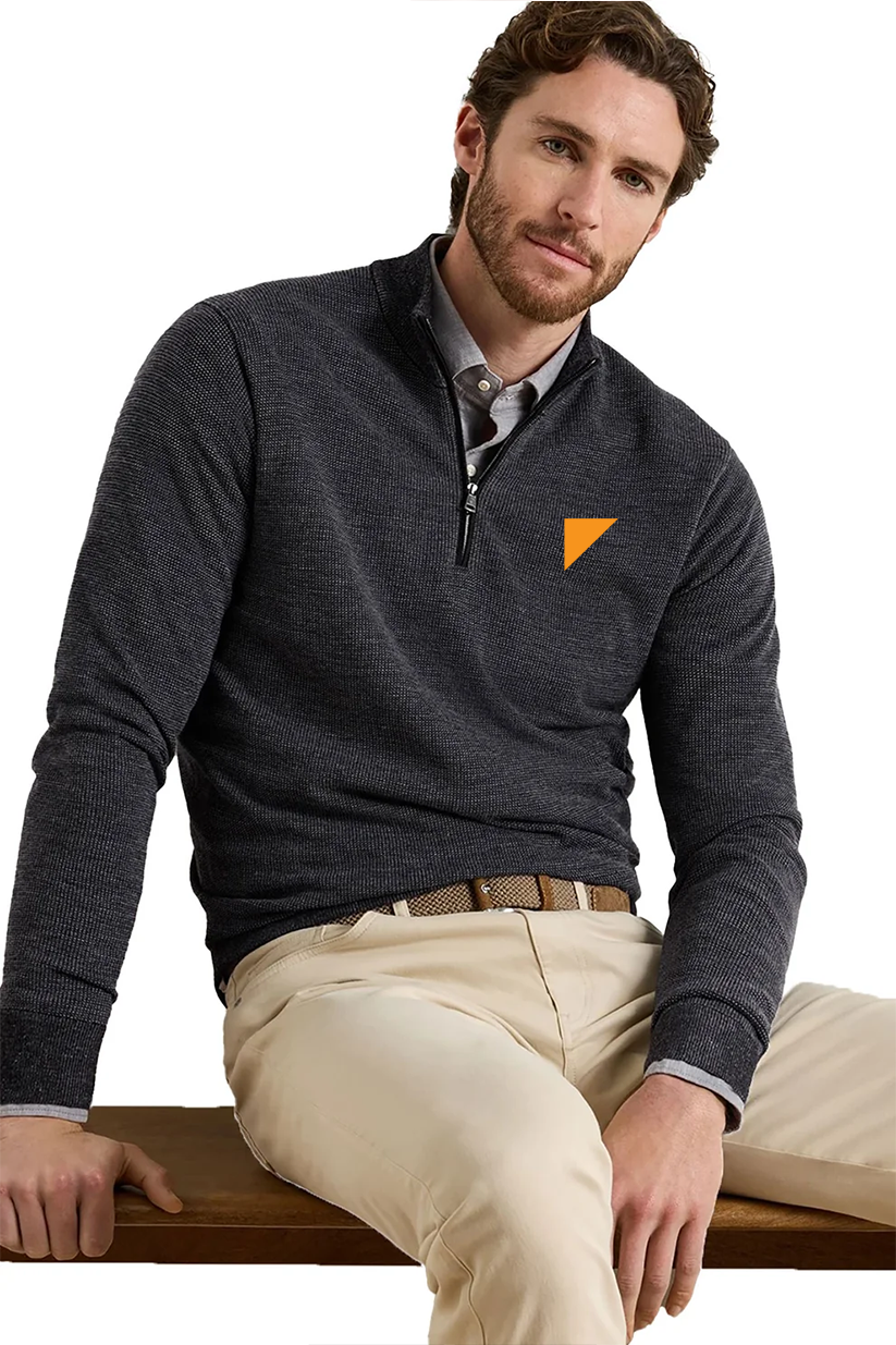 Peter Millar Blair Birdseye  Quarter-Zip Sweater, Charcoal [Tangram]