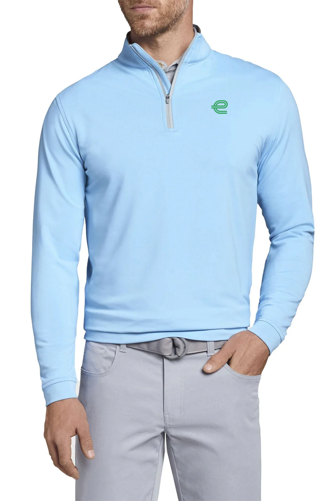 Peter Millar Perth Stretch Terry Quarter Zip, Cottage Blue [Enterprise Mobility]