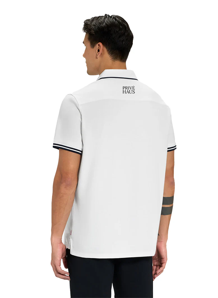 Ghost Golf Spectator Tipped Collar Polo, White [Prive Haus]