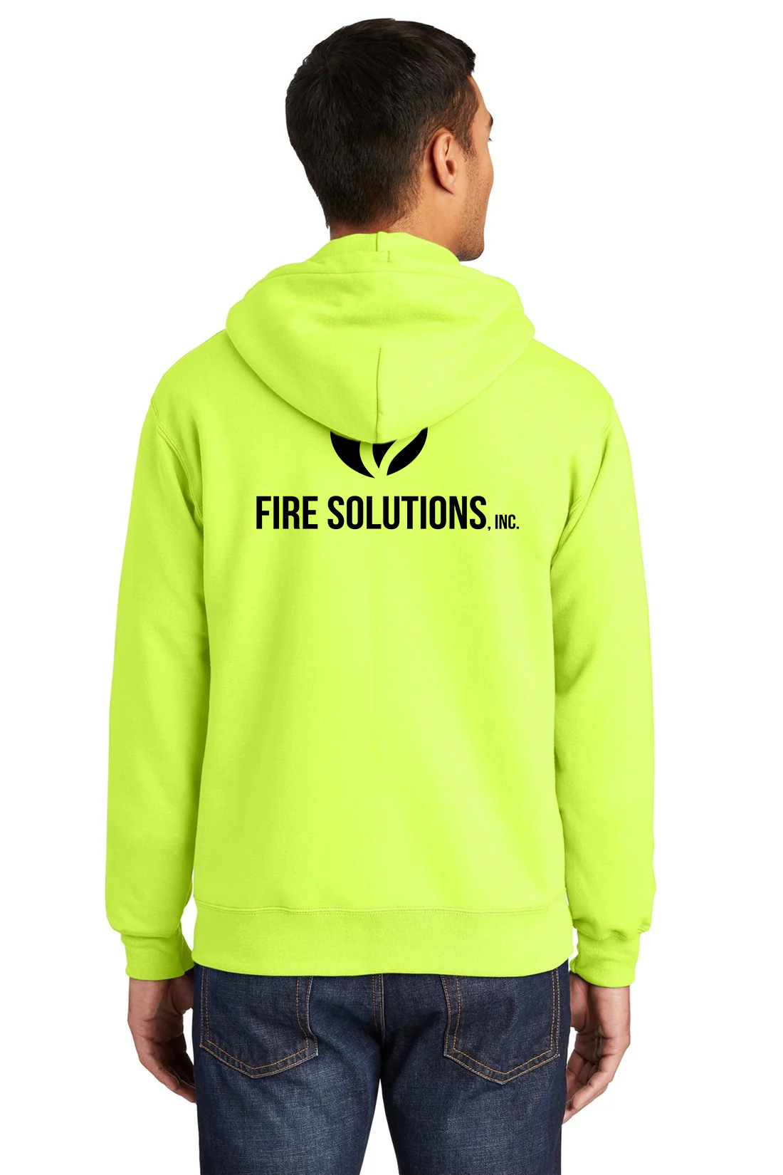 Port & Company Essential Fleece Zip Hoodie, Safety Green [Fire Solutions]