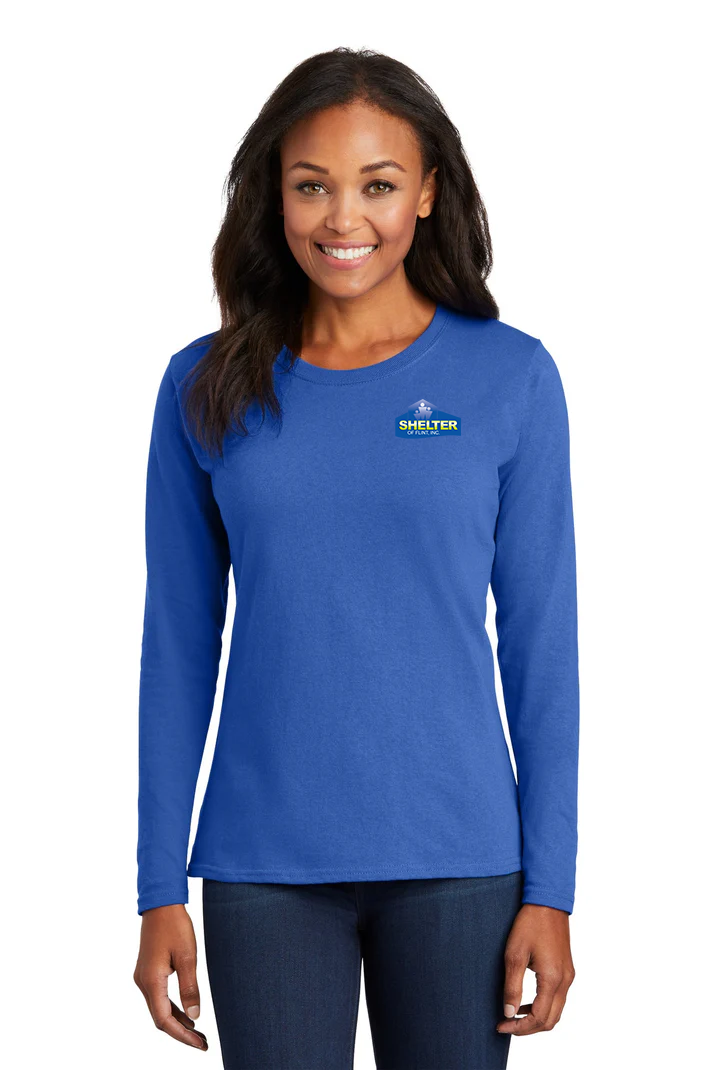 Port & Company Ladies Long Sleeve Core Cotton Tee, Royal [Shelter of Flint]