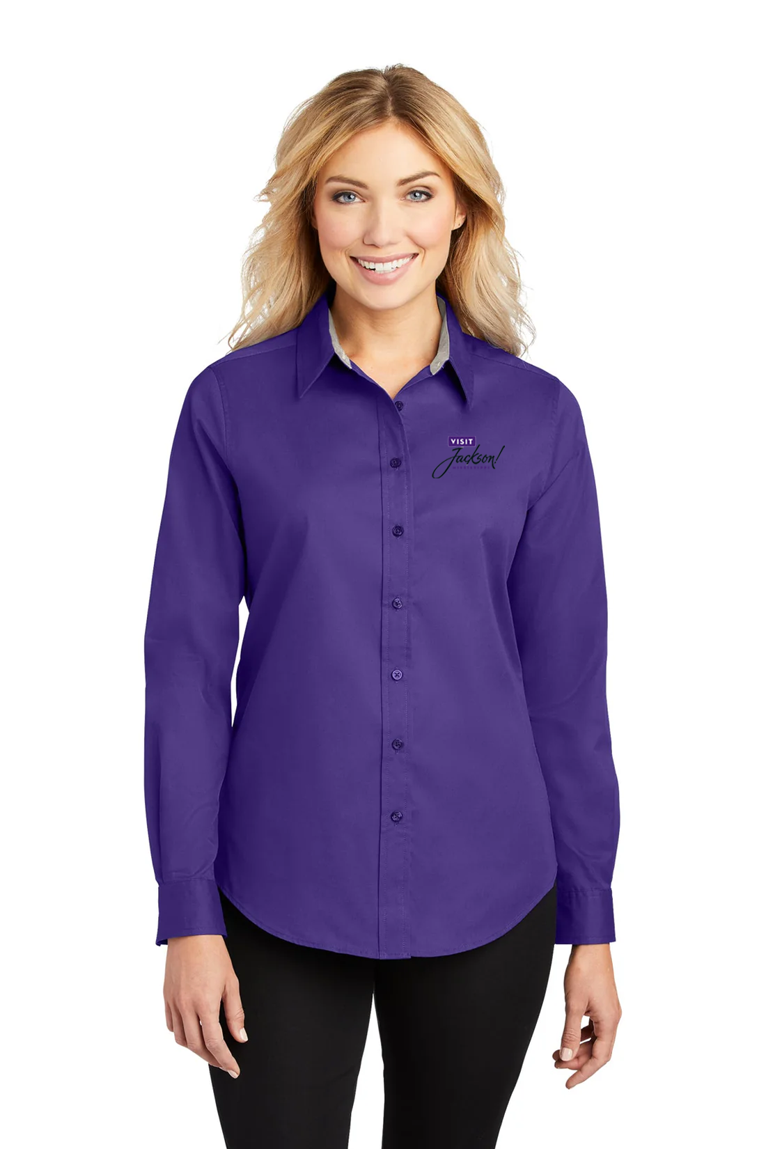 Port Authority Ladies Easy Care Shirt, Purple/Light Stone [Visit Jackson]