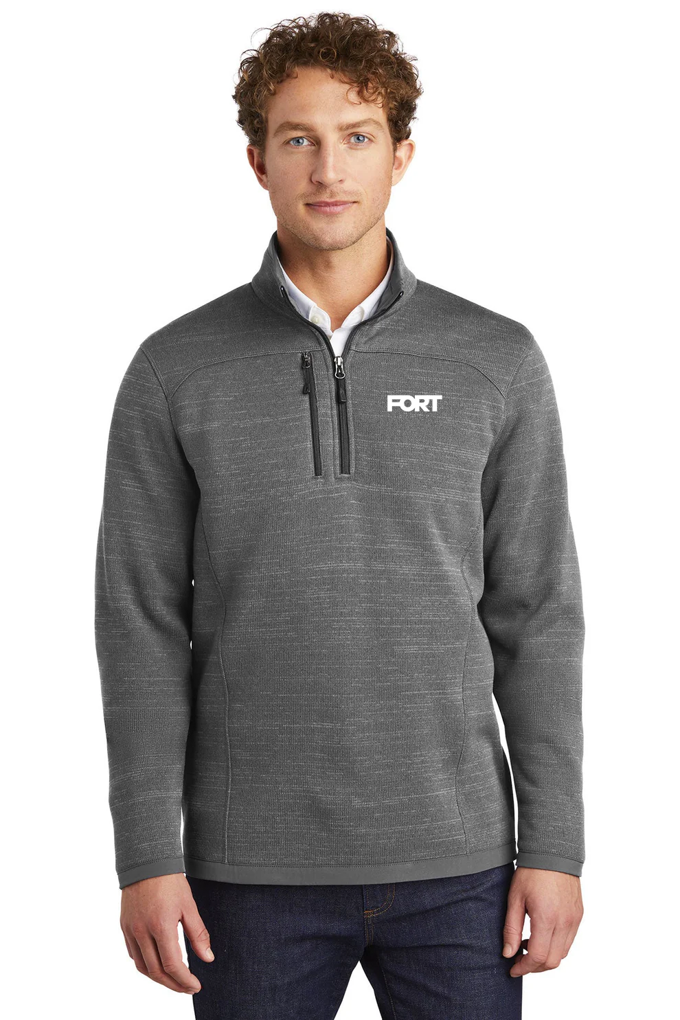 Eddie Bauer Fleece Quarter Zip, Dark Grey Heather [FORT Robotics]