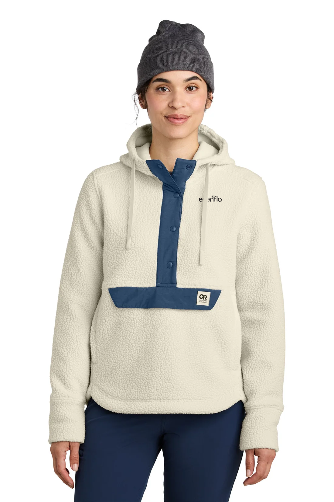 Outdoor Research Womens Packwood Fleece Hoodie, Oat/ Navy [Evenflo Company Inc.]
