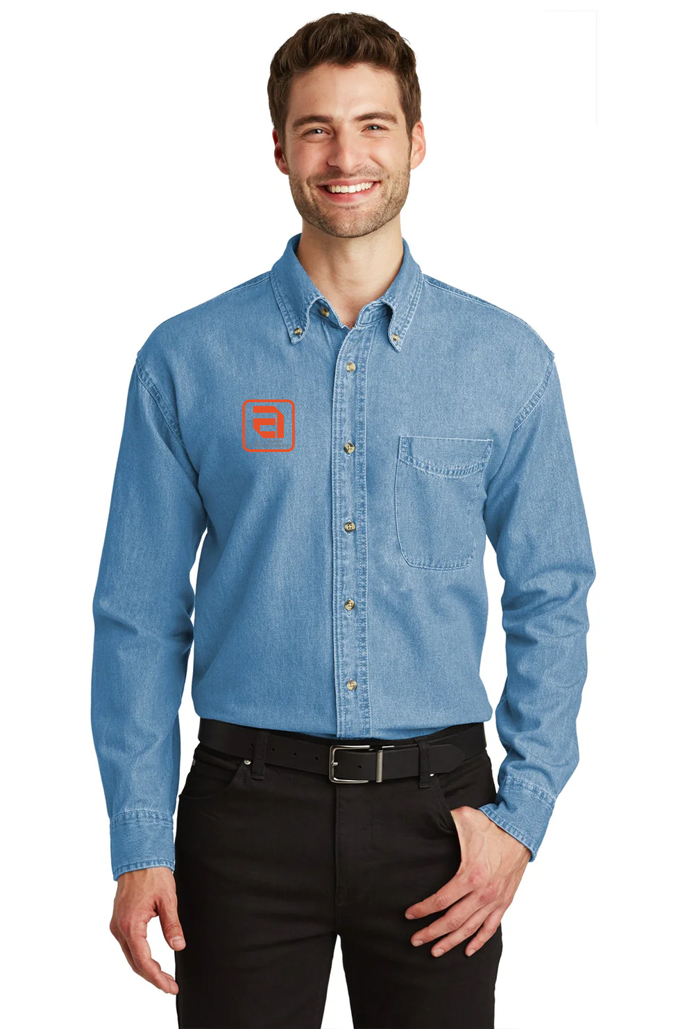 Port Authority Denim Shirt, Faded Denim [AL Adams Construction]