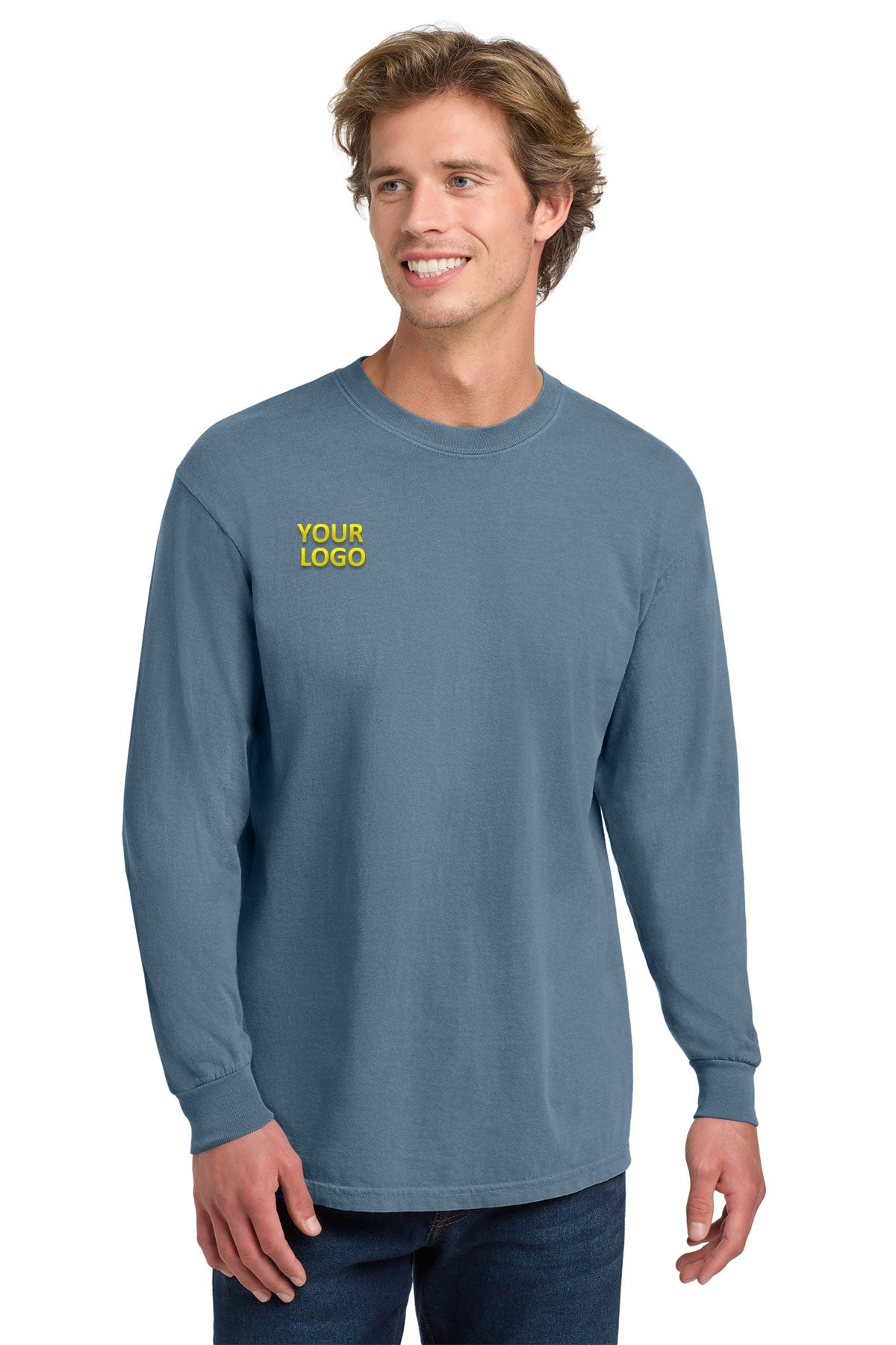 Comfort Colors Heavyweight Custom Ring Spun Long Sleeve Tees, Blue Jean