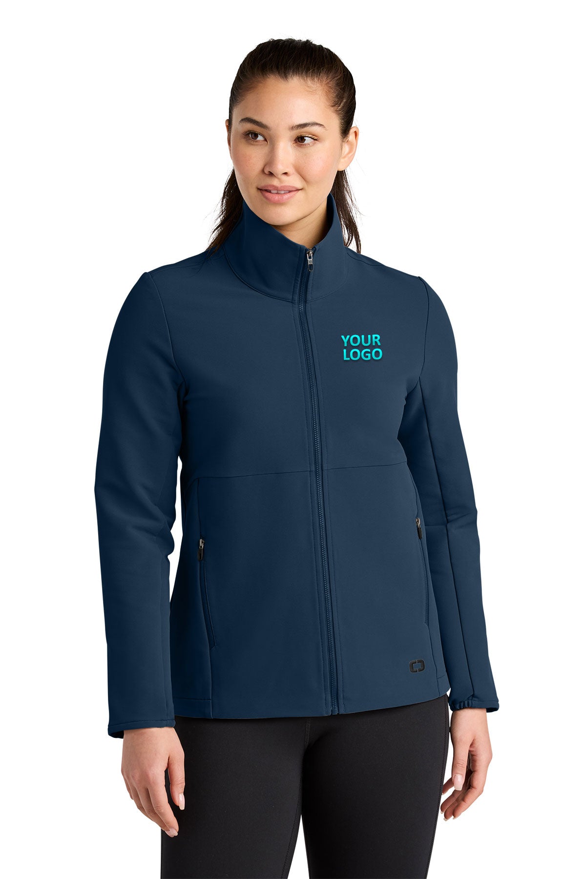 OGIO Womens Kinetic Soft Shell Custom Jackets, River Blue Navy