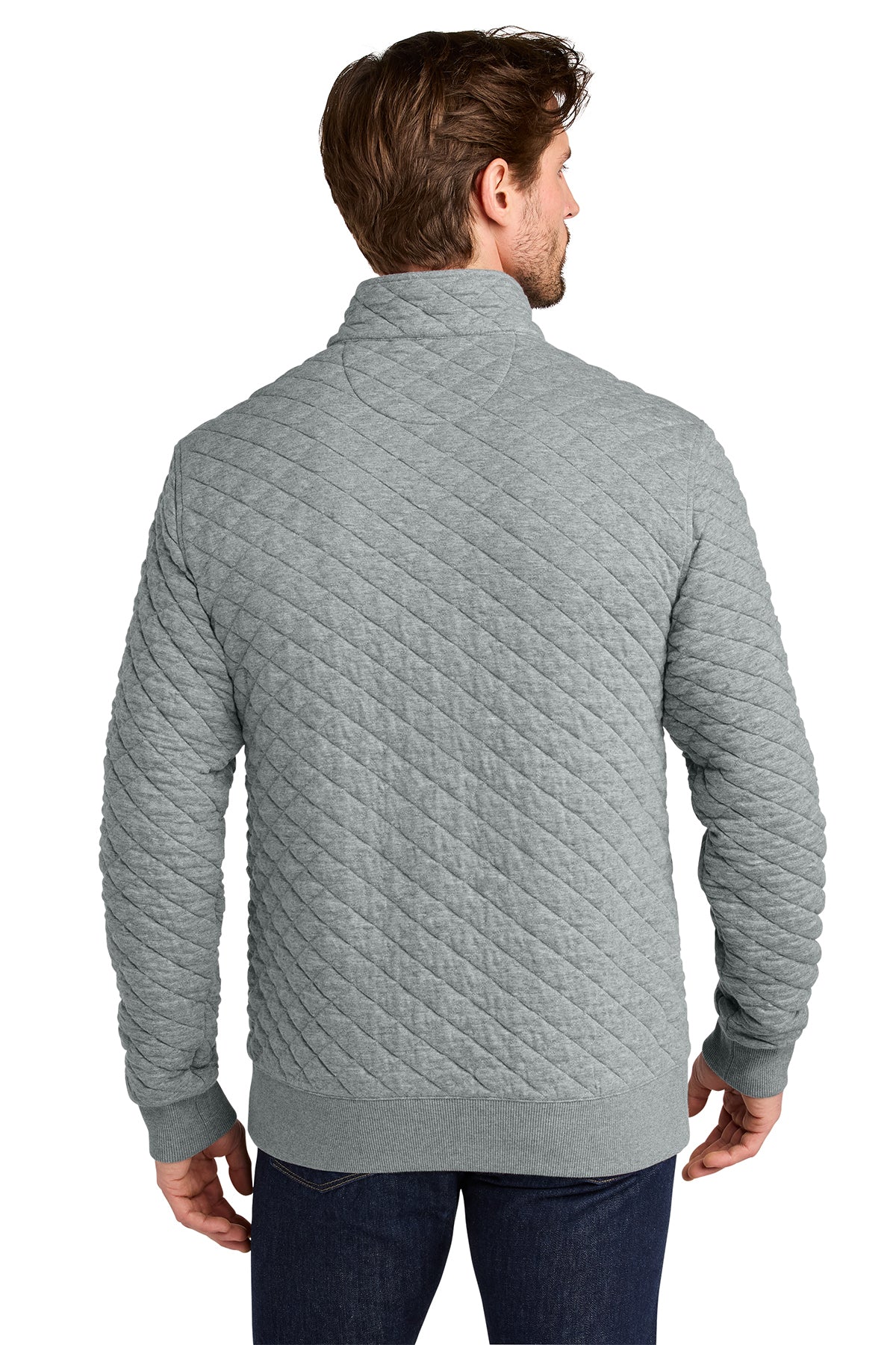 Brooks Brothers Diamond Quilt Custom 1/4-Zips, Light Shadow Grey Heather
