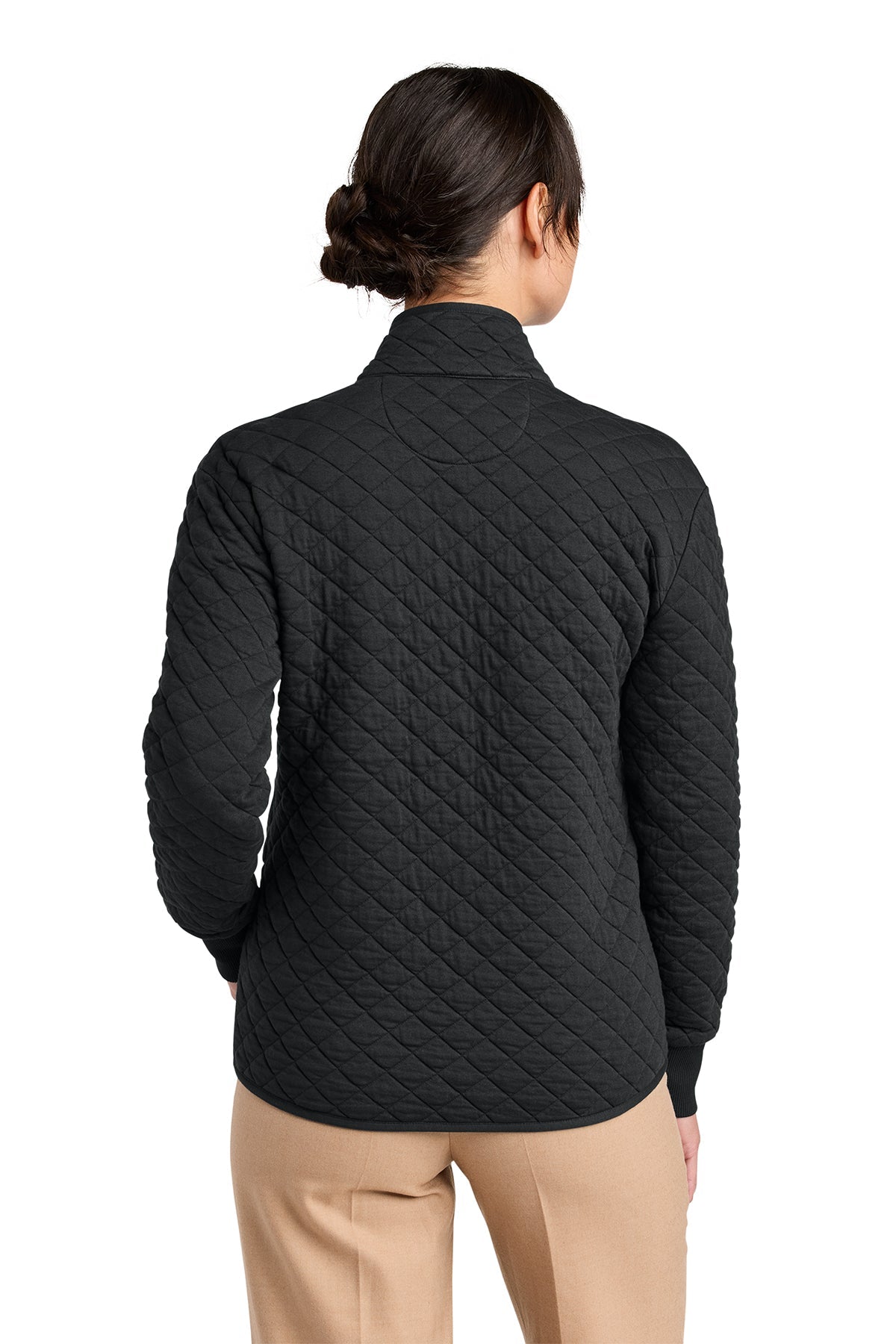 Brooks Brothers Womens Diamond Quilt Custom Full-Zips, Deep Black