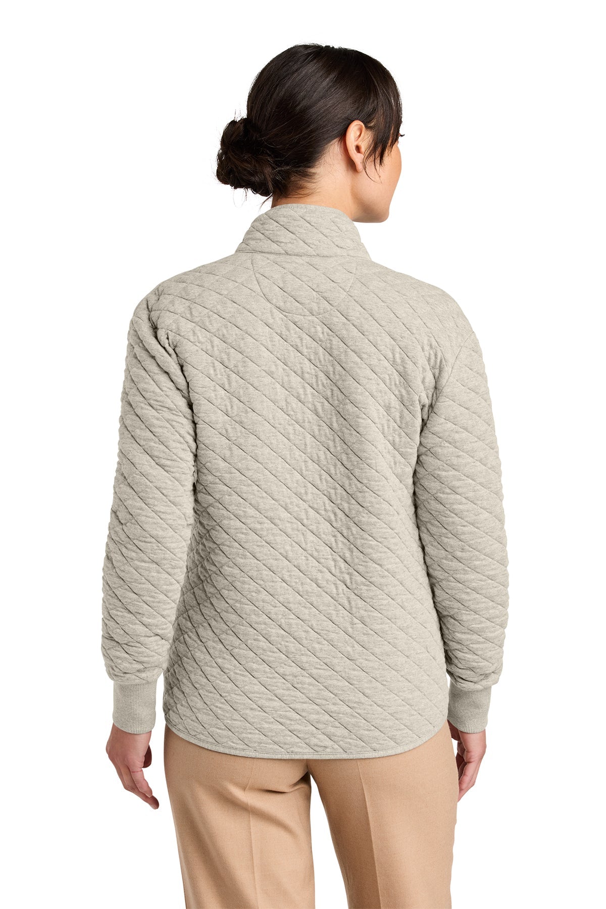 Brooks Brothers Womens Diamond Quilt Custom Full-Zips, Oatmeal Heather