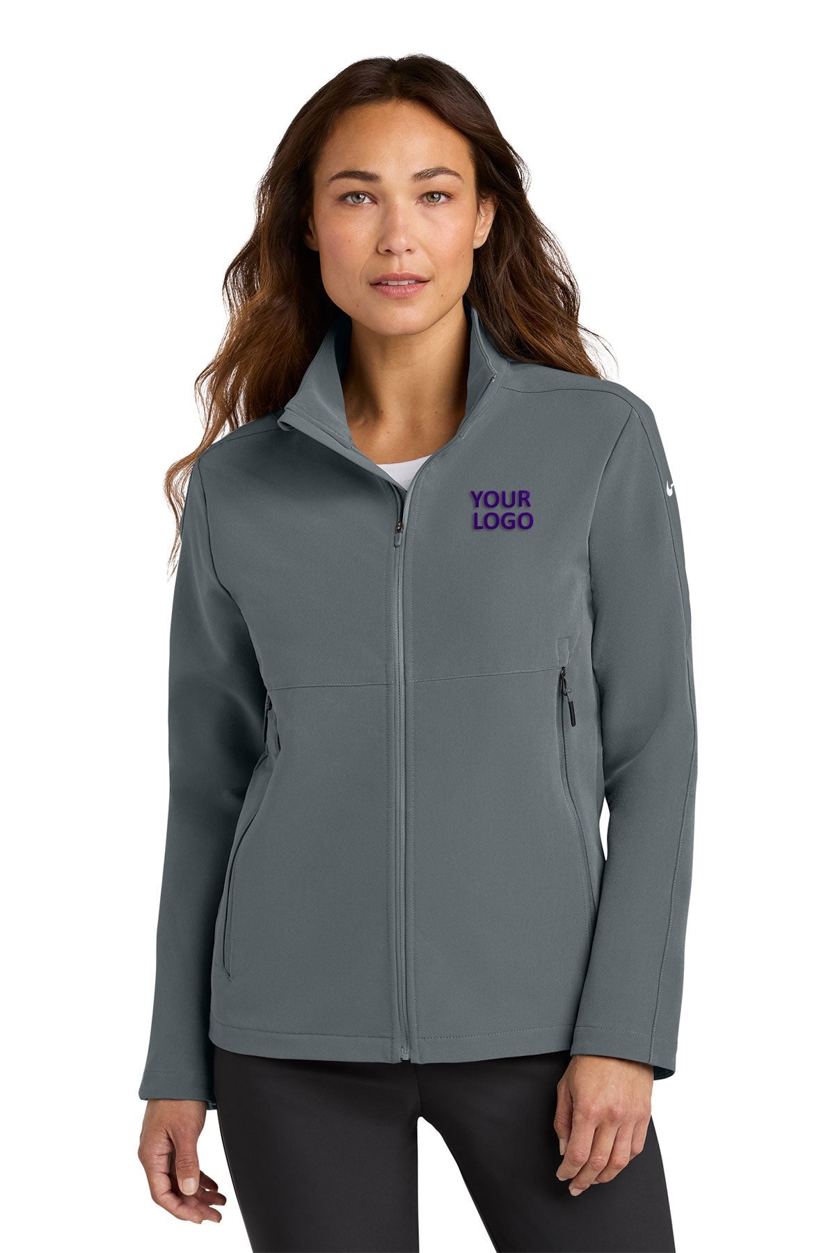 Nike Womens Full-Zip Custom Soft Shell Jackets, Dark Grey