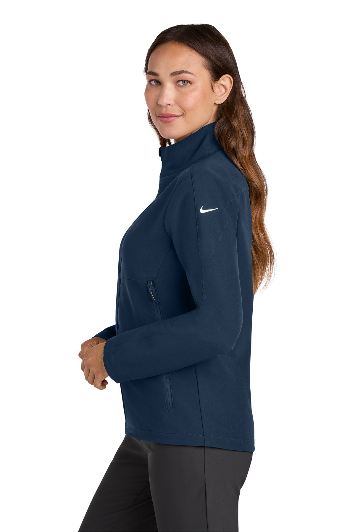 Nike Womens Full-Zip Custom Soft Shell Jackets, Navy [GuidePoint Security Cloud Security]