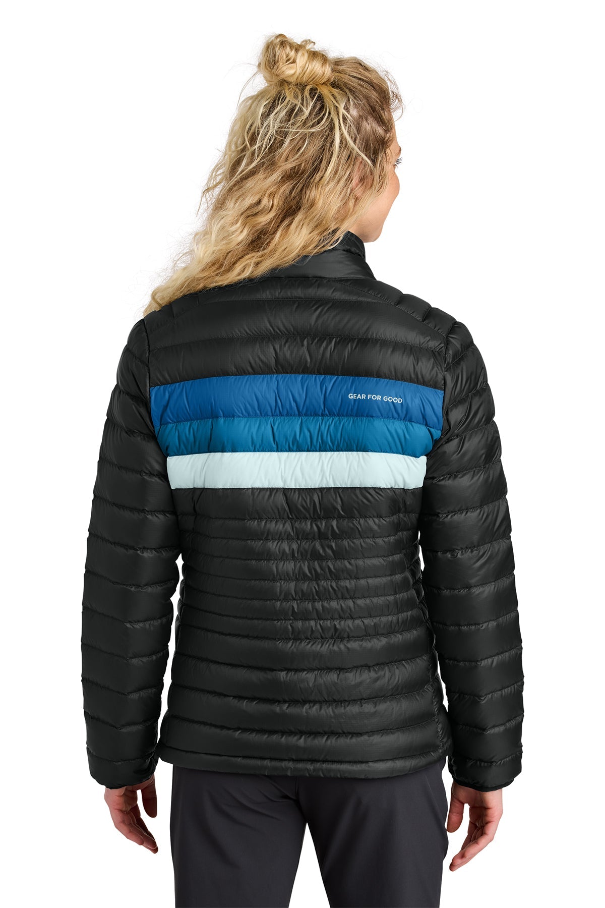 Cotopaxi Womens Fuego Custom Down Jackets, Black/ Atlantic