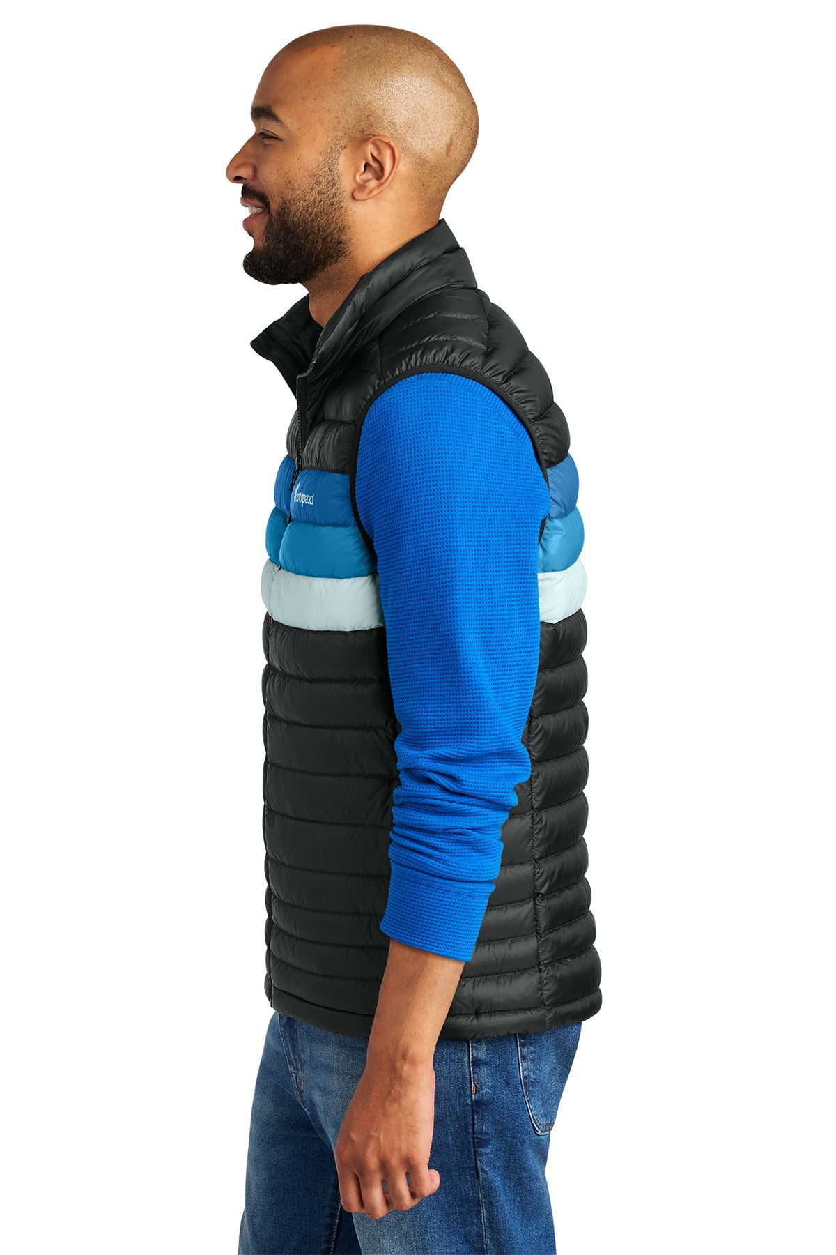 Cotopaxi Fuego Custom Down Vests, Black/ Atlantic