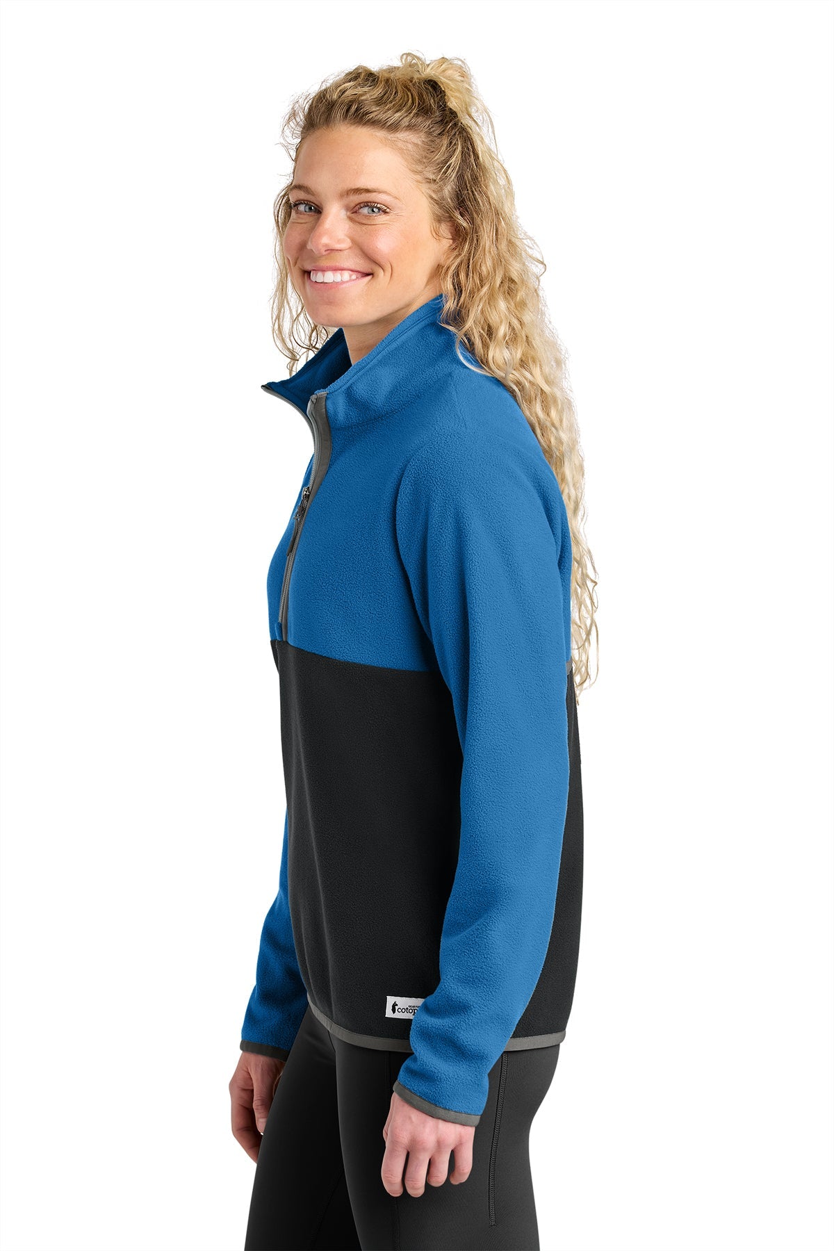 Cotopaxi Womens Amado Custom 1/2-Zips Fleece, Atlantic/ Black