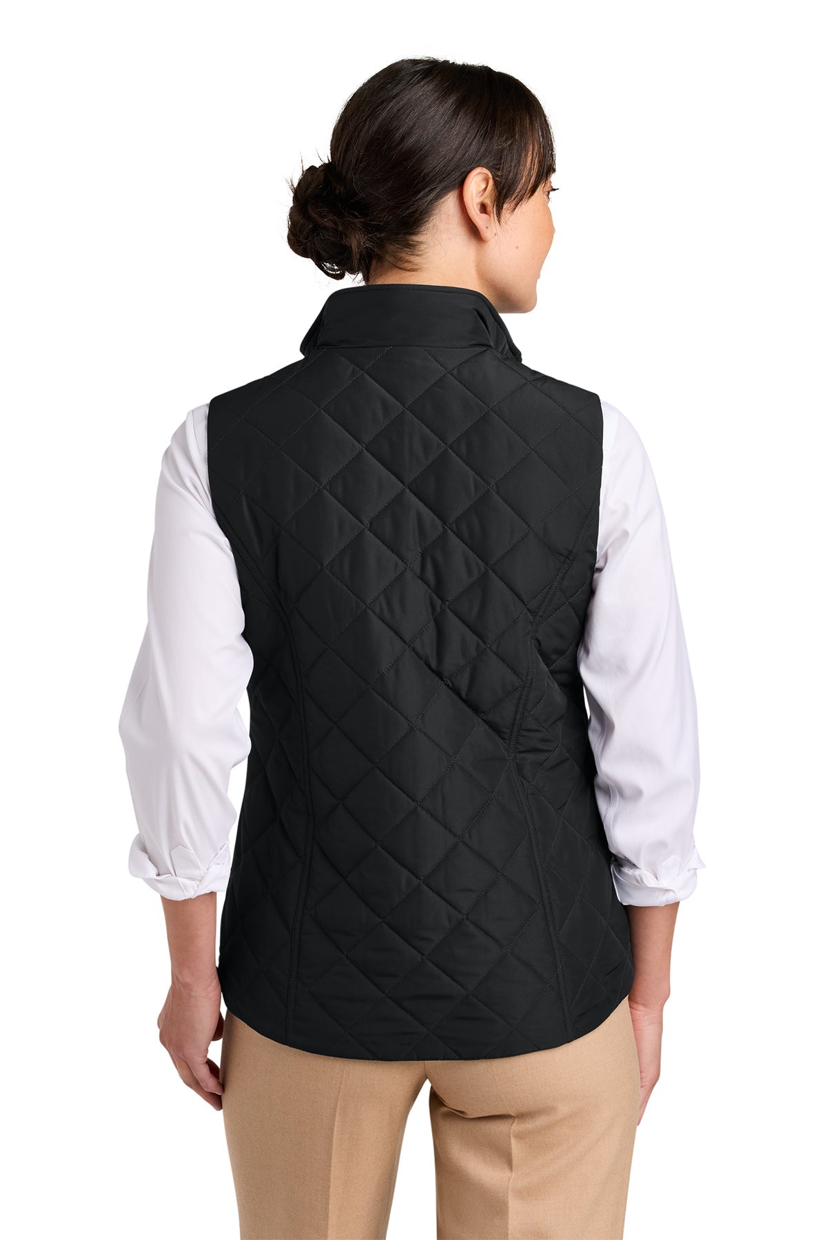 Brooks Brothers Womens Quilted Custom Vests, Deep Black
