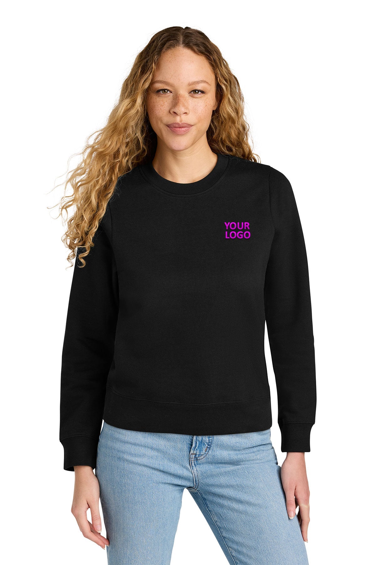 District Womens V.I.T. Custom Fleece Crews, Black
