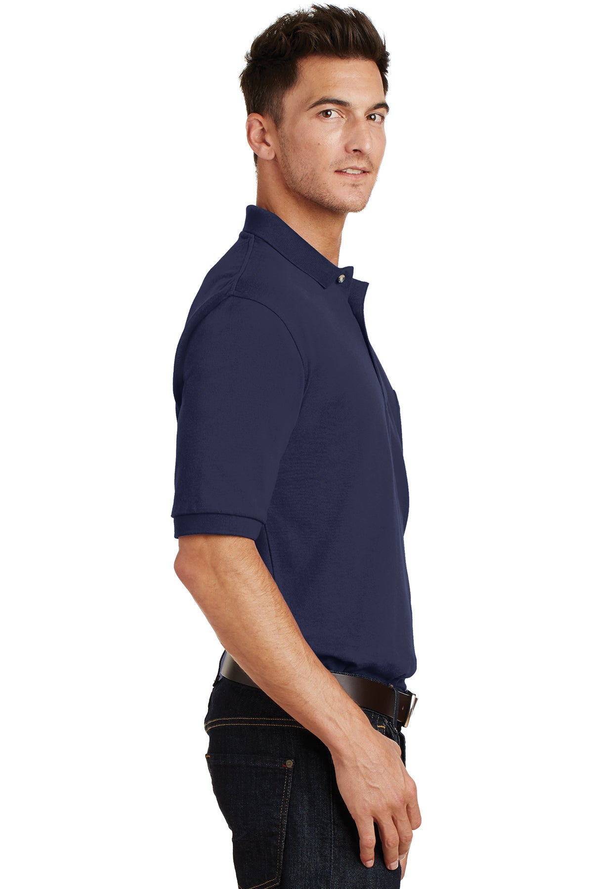 Port Authority Heavyweight Customized Cotton Pique Polos with Pocket, Navy [Williams Realty & Building Company]