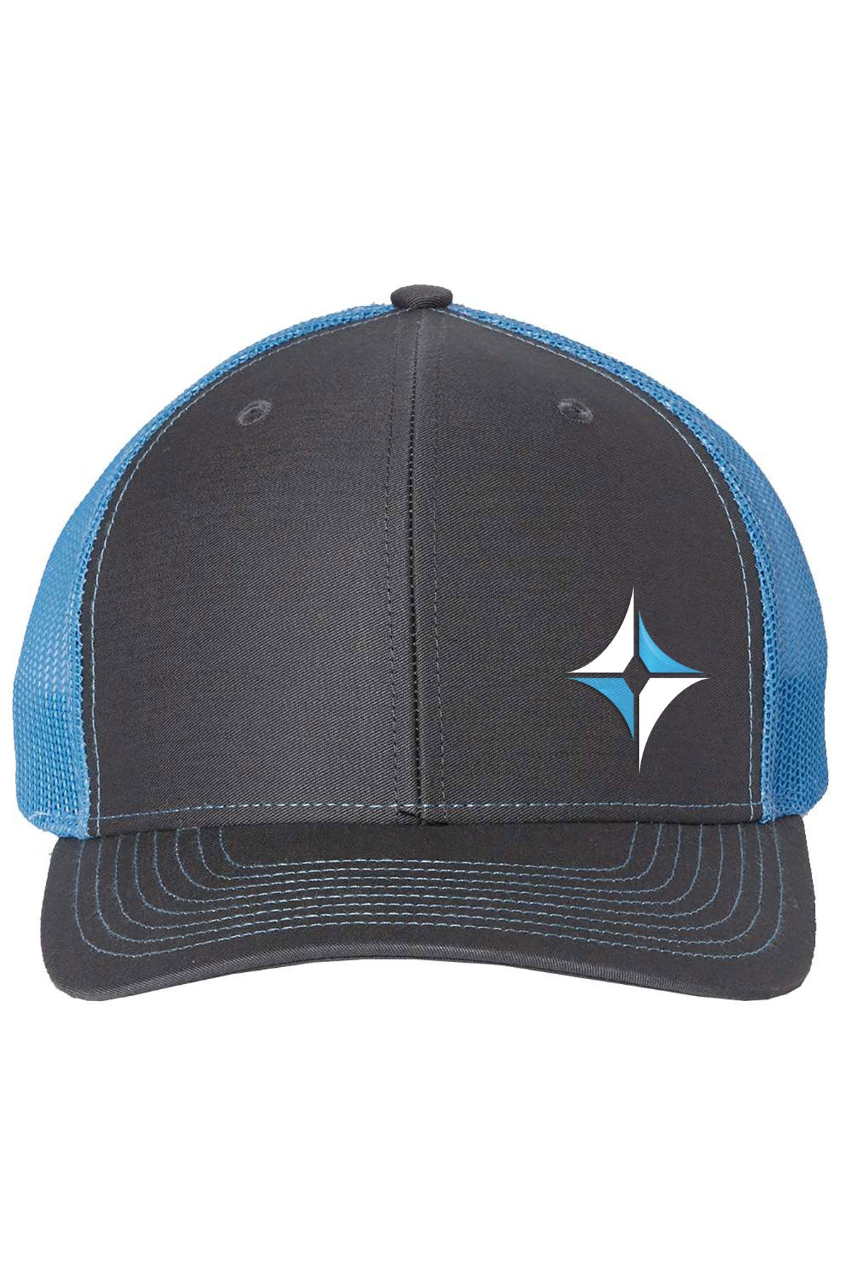 Richardson Snapback Trucker Cap, Charcoal Columbia Blue [Black Diamond Realty]