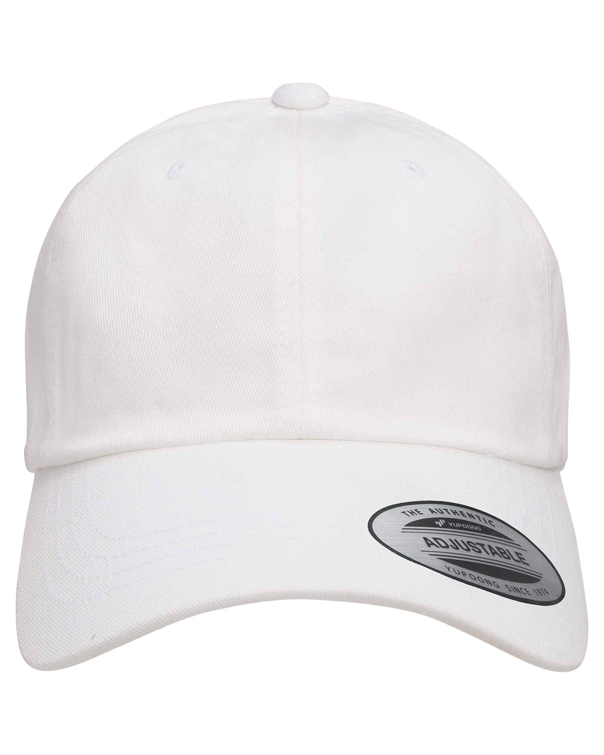 Yupoong Low-Profile Cotton Twill Branded Dad Caps, White