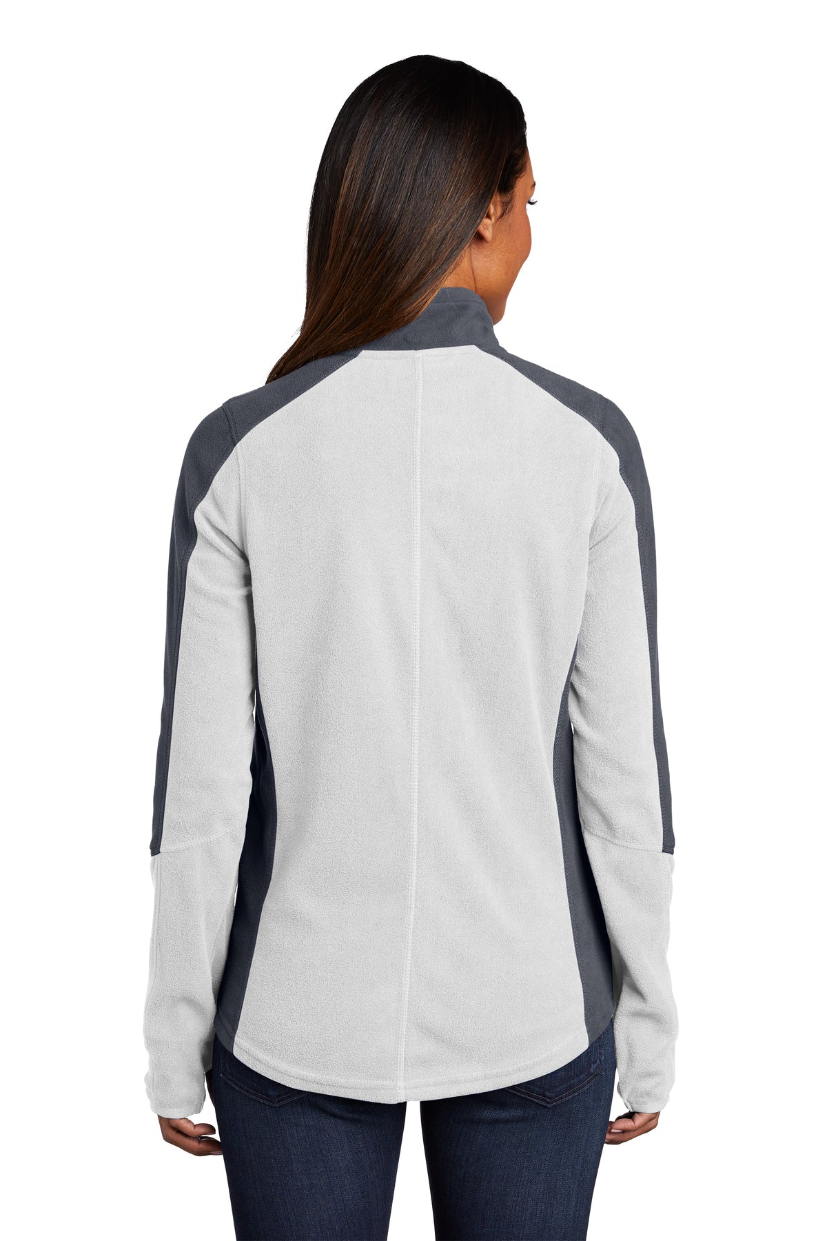 Port Authority Ladies Colorblock MicroFleece Customized Jackets, White/ Battleship Grey [Contigo Real Estate]
