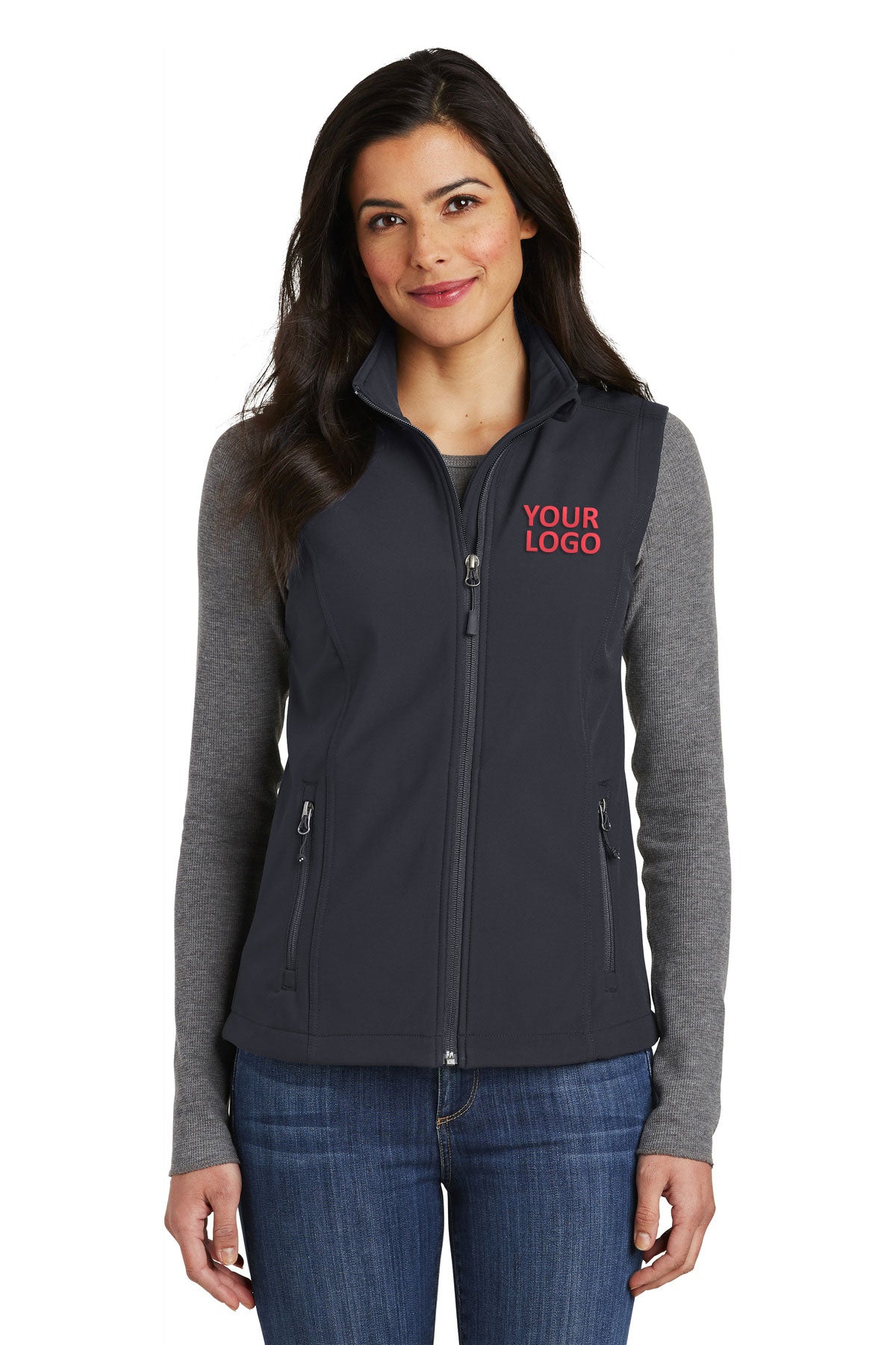Port Authority Ladies Core Soft Shell Branded Vests, Battleship Grey [Orange by Fooda]