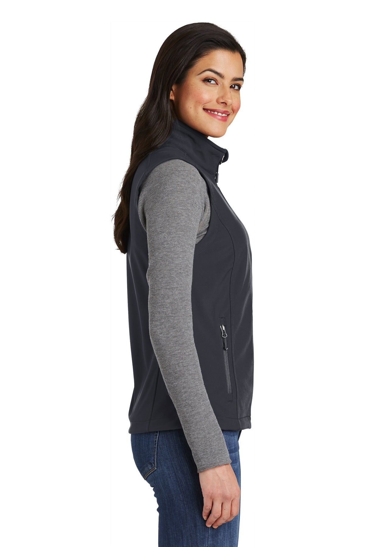 Port Authority Ladies Core Soft Shell Branded Vests, Battleship Grey [Orange by Fooda]