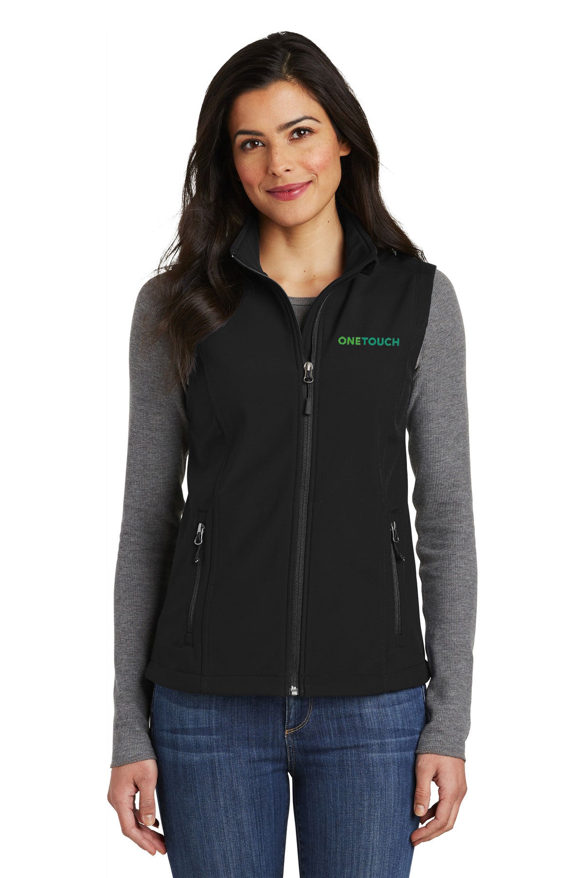 Port Authority Ladies Core Soft Shell Branded Vests, Black [OneTouch]
